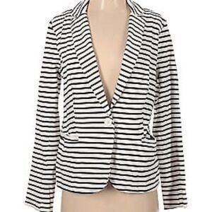 Olivia Moon Knit Striped Blazer - size Large in White/Black.